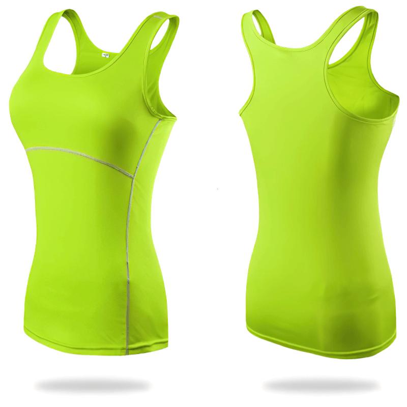 Lime green slim tank top for women, ideal for yoga and gym, featuring breathable and quick-dry fabric.